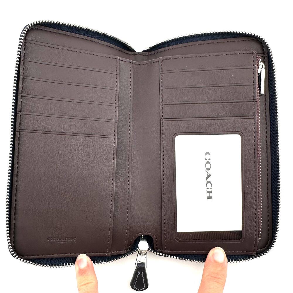 Coach Medium Id Zip Wallet In Signature Canvas Denim Midnight 88913 - Picture 3 of 6